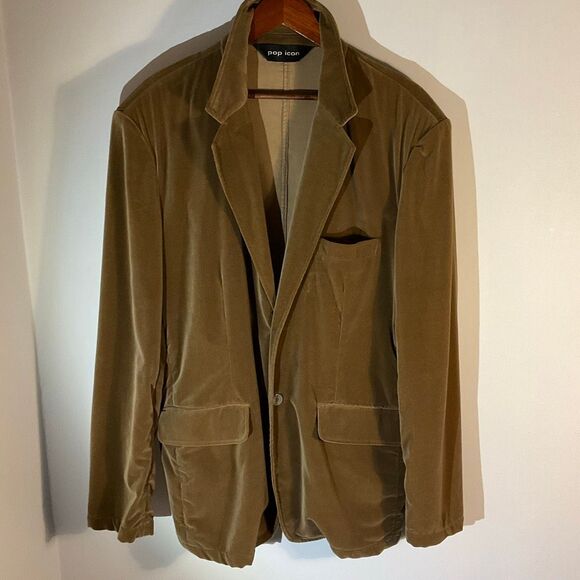 Vintage Pop Sugar Brown Velour Blazer. XL. Single, 2 Button academia lagenlook - Picture 5 of 16